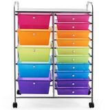 NNECW 15 Drawer Rolling Storage Cart with Wheels for Home Office Multi-color