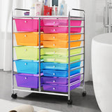 NNECW 15 Drawer Rolling Storage Cart with Wheels for Home Office Multi-color