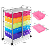 NNECW 15 Drawer Rolling Storage Cart with Wheels for Home Office Multi-color