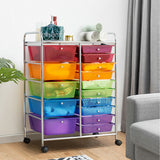 NNECW 15 Drawer Rolling Storage Cart with Wheels for Home Office Multi-color