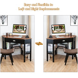 NNECW Corner Computer Desk with Drawer &amp Shelves for Office Brown