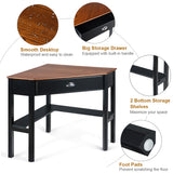 NNECW Corner Computer Desk with Drawer &amp Shelves for Office Brown