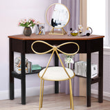 NNECW Corner Computer Desk with Drawer &amp Shelves for Office Brown