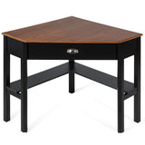 NNECW Corner Computer Desk with Drawer &amp Shelves for Office Brown