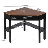 NNECW Corner Computer Desk with Drawer &amp Shelves for Office Brown