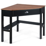 NNECW Corner Computer Desk with Drawer &amp Shelves for Office Brown