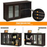 NNECW Kitchen Storage Sideboard with Adjustable Shelf for Home Kitchen-Coffee