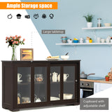 NNECW Kitchen Storage Sideboard with Adjustable Shelf for Home Kitchen-Coffee
