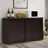 NNECW Freestanding Storage Cabinet with Sliding Door for Kitchen-Brown