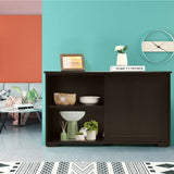 NNECW Freestanding Storage Cabinet with Sliding Door for Kitchen-Brown