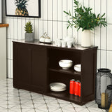 NNECW Freestanding Storage Cabinet with Sliding Door for Kitchen-Brown