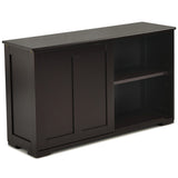 NNECW Freestanding Storage Cabinet with Sliding Door for Kitchen-Brown