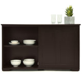 NNECW Freestanding Storage Cabinet with Sliding Door for Kitchen-Brown