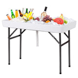 NNECW 4FT Folding Ice Table with Matching Skirt for Beverage & Food