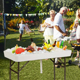 NNECW 4FT Folding Ice Table with Matching Skirt for Beverage & Food