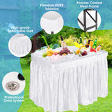 NNECW 4FT Folding Ice Table with Matching Skirt for Beverage & Food