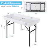 NNECW 4FT Folding Ice Table with Matching Skirt for Beverage & Food
