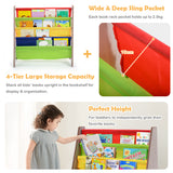 NNECW Childrens Bookshelf with 4 Storage Compartments