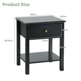 NNECW Modern Nightstand with Drawer and Shelf for Bedroom-Black