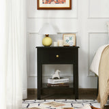 NNECW Modern Nightstand with Drawer and Shelf for Bedroom-Black