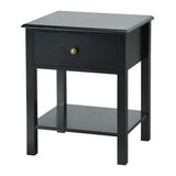 NNECW Modern Nightstand with Drawer and Shelf for Bedroom-Black