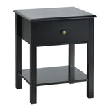 NNECW Modern Nightstand with Drawer and Shelf for Bedroom-Black