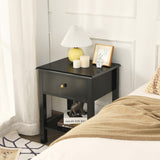 NNECW Modern Nightstand with Drawer and Shelf for Bedroom-Black