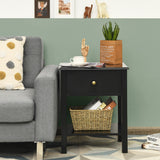 NNECW Modern Nightstand with Drawer and Shelf for Bedroom-Black