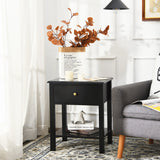 NNECW Modern Nightstand with Drawer and Shelf for Bedroom-Black