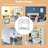 NNECW Modern Nightstand with Drawer and Shelf for Bedroom-White