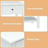 NNECW Modern Nightstand with Drawer and Shelf for Bedroom-White