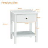 NNECW Modern Nightstand with Drawer and Shelf for Bedroom-White