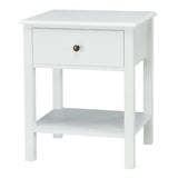 NNECW Modern Nightstand with Drawer and Shelf for Bedroom-White