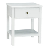 NNECW Modern Nightstand with Drawer and Shelf for Bedroom-White
