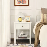 NNECW Modern Nightstand with Drawer and Shelf for Bedroom-White