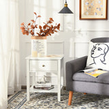 NNECW Modern Nightstand with Drawer and Shelf for Bedroom-White