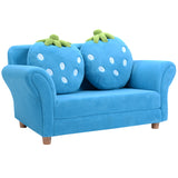 NNECW 2-Seat Kids Sofa Children Lounge Bed with 2 Cute Strawberry Pillows