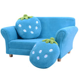 NNECW 2-Seat Kids Sofa Children Lounge Bed with 2 Cute Strawberry Pillows