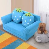 NNECW 2-Seat Kids Sofa Children Lounge Bed with 2 Cute Strawberry Pillows