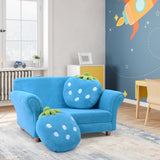 NNECW 2-Seat Kids Sofa Children Lounge Bed with 2 Cute Strawberry Pillows