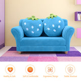 NNECW 2-Seat Kids Sofa Children Lounge Bed with 2 Cute Strawberry Pillows