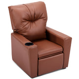 NNECW Adjustable Kids Lounge with Armrest and High Backrest-Brown