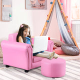 NNECW Ergonomic Sofa with Footstool for Baby or Children-Pink