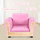 NNECW Ergonomic Sofa with Footstool for Baby or Children-Pink