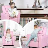 NNECW Children Recliner Chair with Ergonomic Armrest-Pink