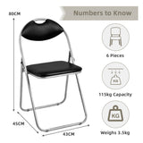 NNECW Set of 6 Folding Chair with Padded Seat and Stable U-shaped Frame for Office/Party/Conference/Dining Room