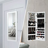 NNECW Lockable Jewelry Cabinet with 2 LED Lights for Daily Makeup