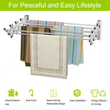 NNECW Wall-mounted Stainless Steel Expandable Drying Rack with 8 Rods