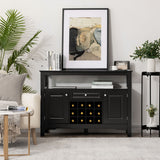 NNECW Modern Dining Buffet Cabinet with Wine Rack &amp 2 Cabinets &amp Drawer-Black