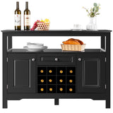 NNECW Modern Dining Buffet Cabinet with Wine Rack &amp 2 Cabinets &amp Drawer-Black